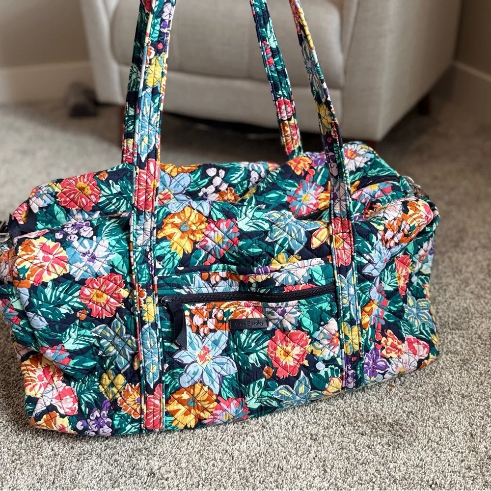 Vera Bradley Quilted Bag with Floral Design - Orange, Green, Purple - Picture 5 of 8